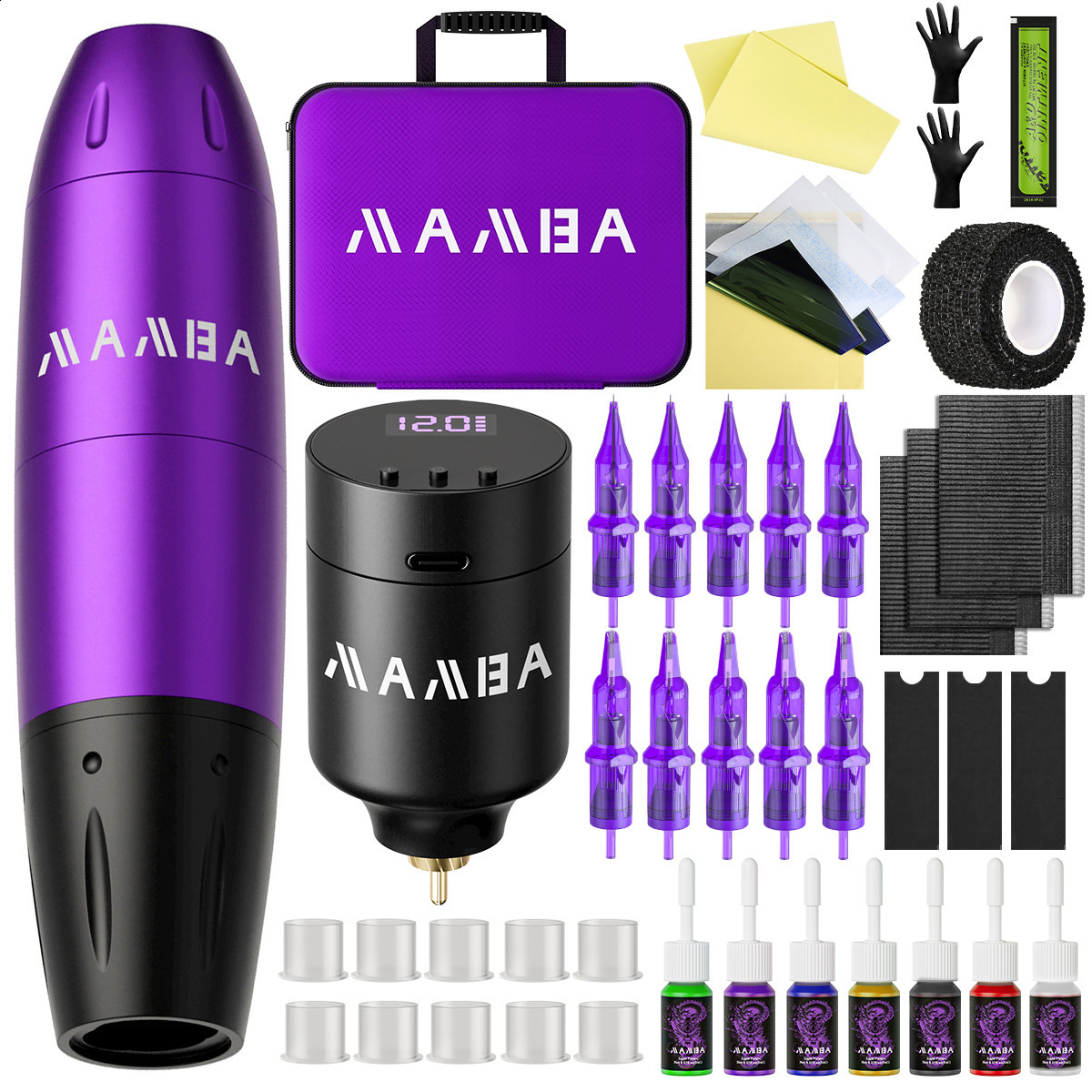 MAMBA Wireless Tattoo Pen Set Full Set Motor Tattoo Machine Set Including Pigment Tattoo Equipment 250304