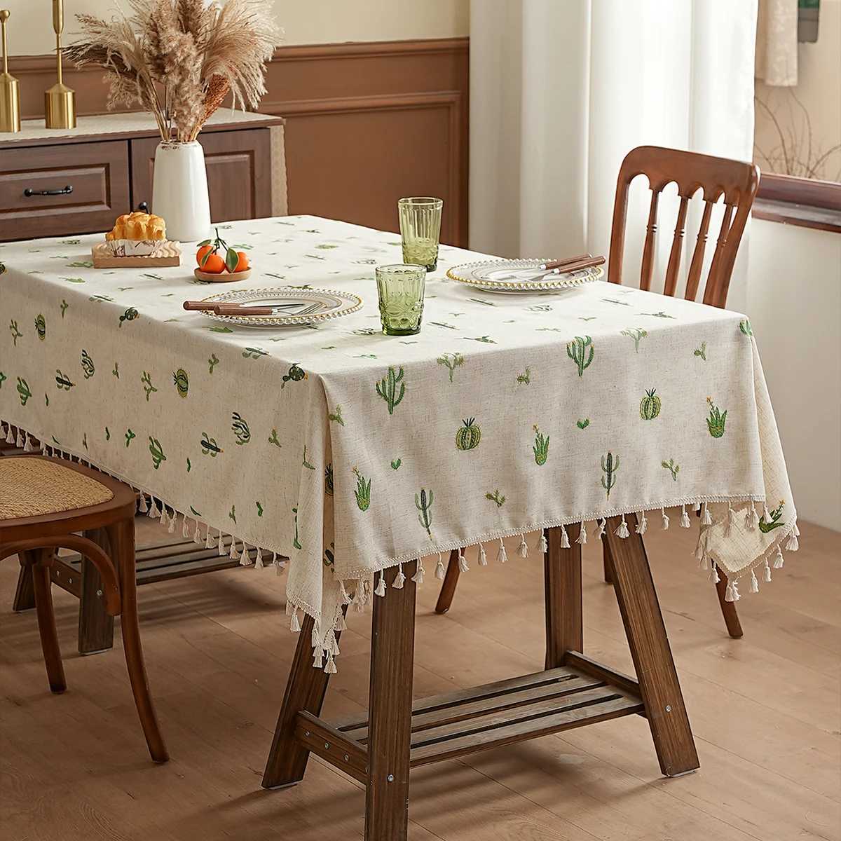 Simple Small Fresh Rustic Style Dining Table Cloth Thickened Embroidery Coffee Table Desk Table Mat Multifunctional Dustproof H251211