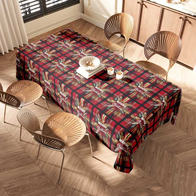 Waterproof Tablecloth Christmas Plaid Table Cover Holiday Dinner Party Decor Festive Red Green Table Topper Rectangle Tablecloth H251211