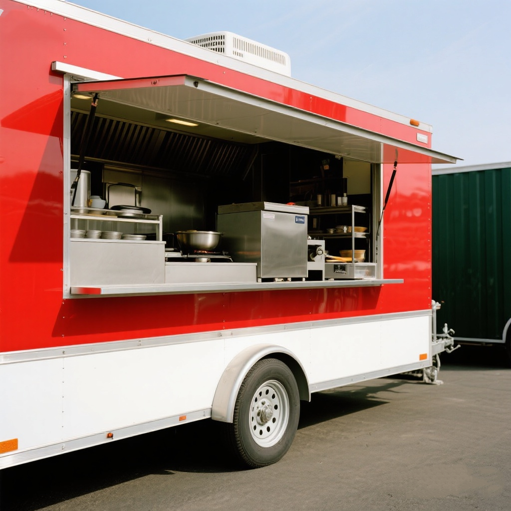 Hot Dog Cart Mobile Food Trailer Portable Concession Food Truck Mobile Kitchen Fridgefor Street Vendors and Outdoor Events