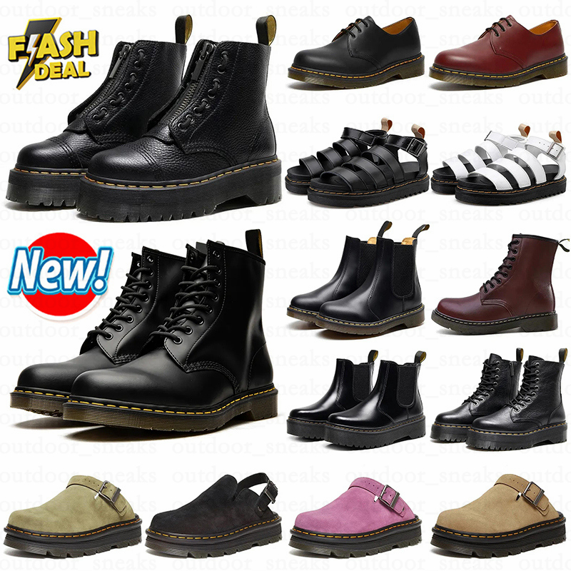 ankle for men versatile waterproof designer boots woman buckle black white leather non-slip ankle dm ladies boots