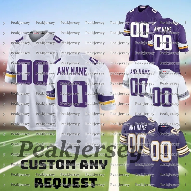 Personalized Justin Jefferson Football Jersey McCarthy Hockenson Smith Embroidered Polyester Jersey for men women youth