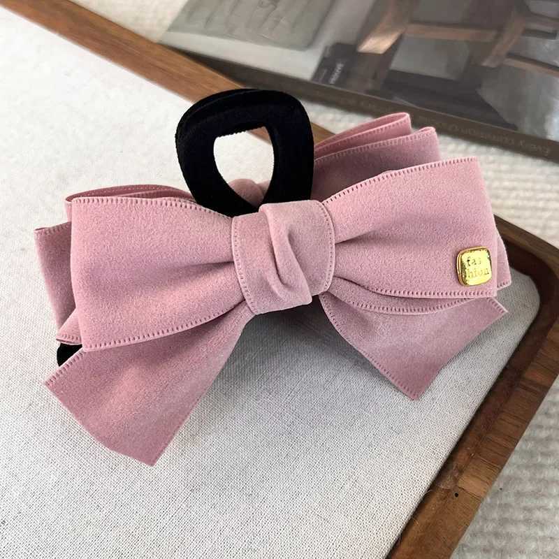 Fashion Bow Hair Cl Shark Clip Retro Suede Veet Solid Color Hairpins for Wens Temperament Hair Clips Fem dr Gift Y251210