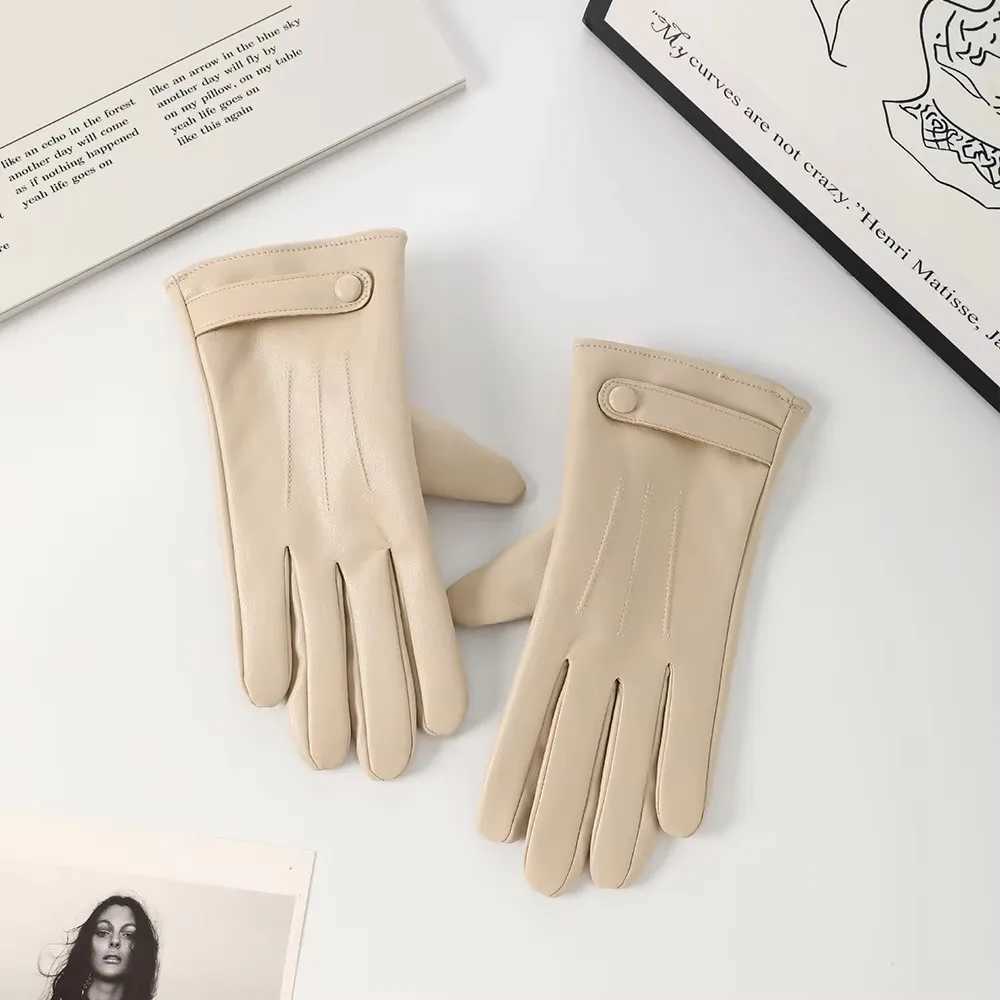 Winter Warm Pu Leather Gs Wen Cute Thick Outdoor Cycling Driving Windproof Cold-Proof Gs Touchscreen Gs Y251210