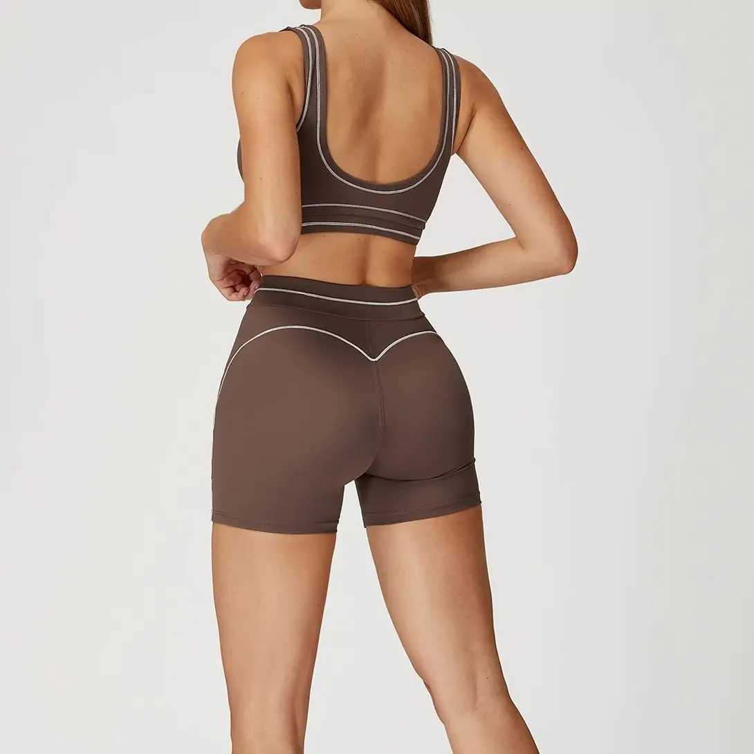 Color Collision 2PCS Yoga Set Women Tracksuit Workout Set Gym Push Up High Waist Fitness Running Clothes Sport Bra Leggings SuitT251211