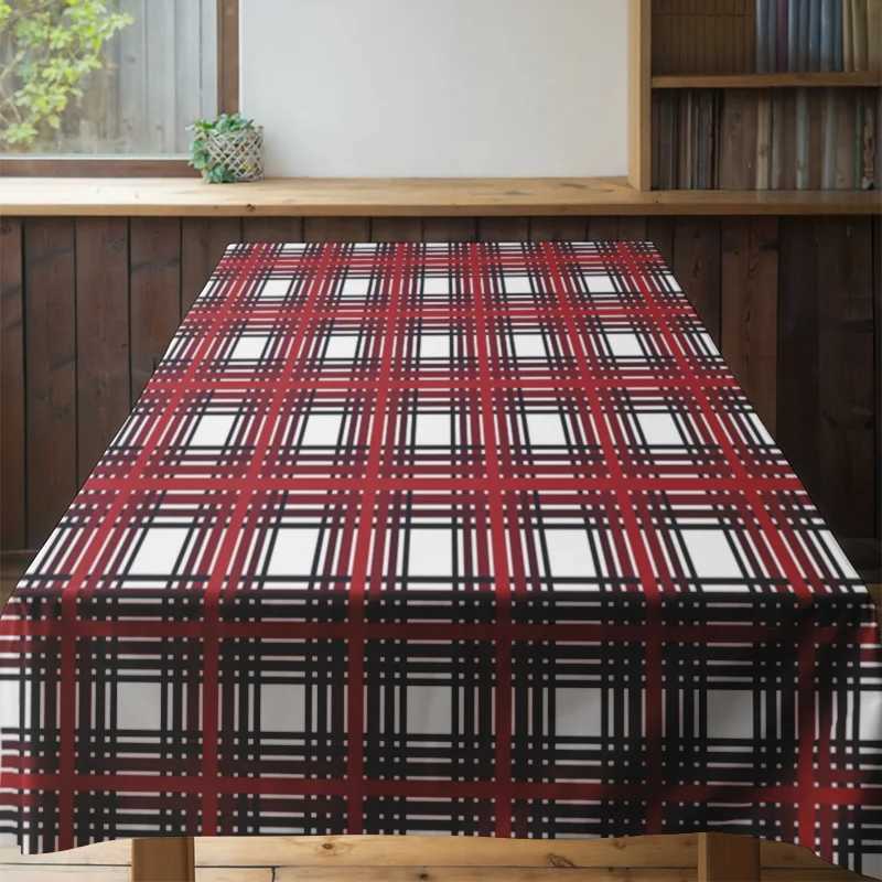Rustic Plaid Tablecloth Modern Decor Red White Black Checkered Durable 100 Cotton Waterproof Washable for Dining Room Use H251211