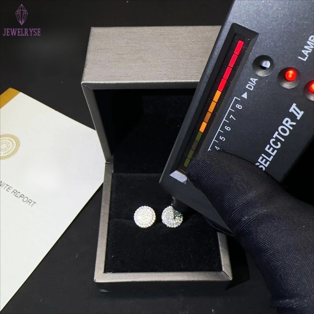 Drop Shipping iced out hip hop sterg sier Sier White Gold Plated screw back moissanite Dia Stud Earrings Men