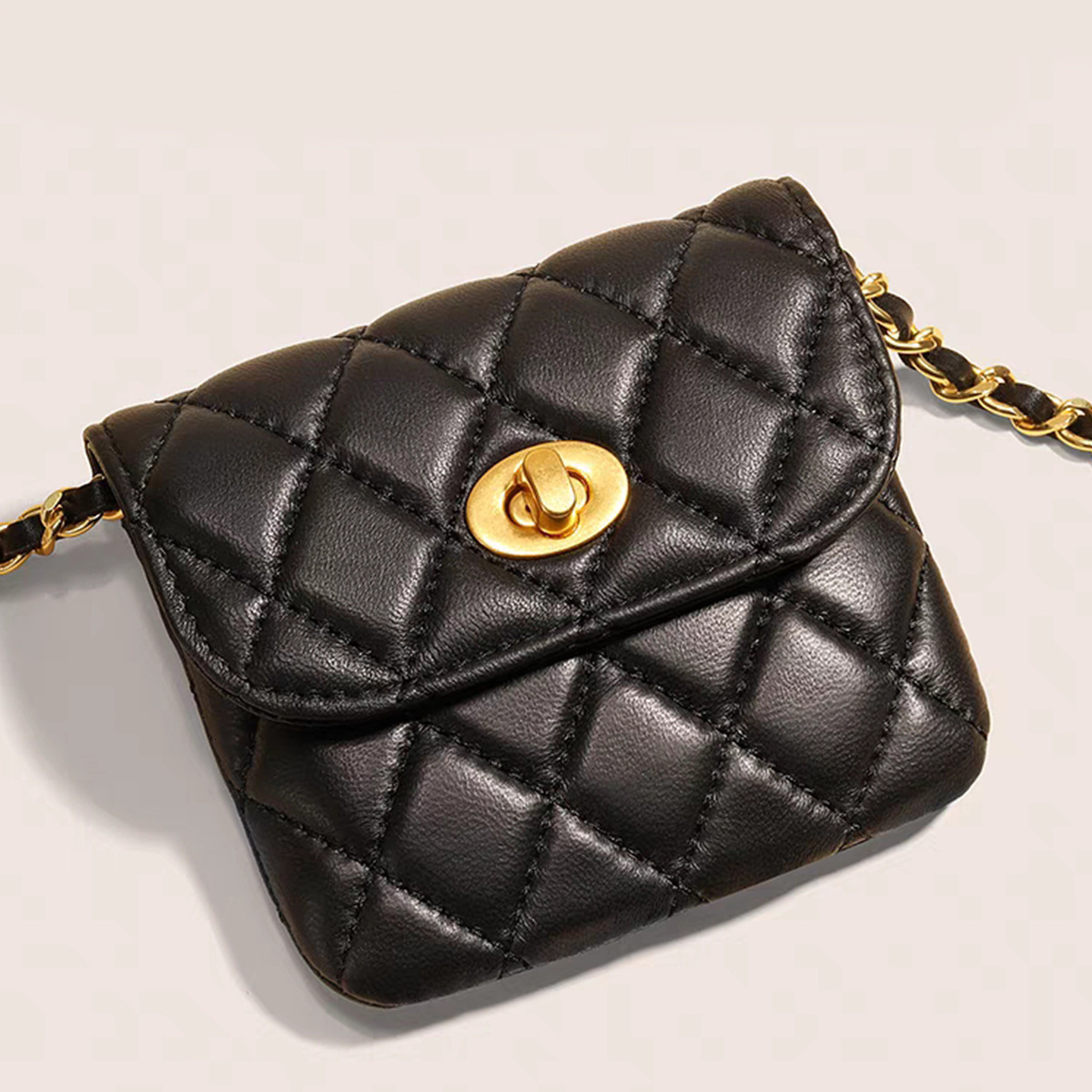 Douxlihm Free Shipping New Designer Bag Sheepskin Gold Ball Waist Bag For Womenwaist Chain Decoration For Pants