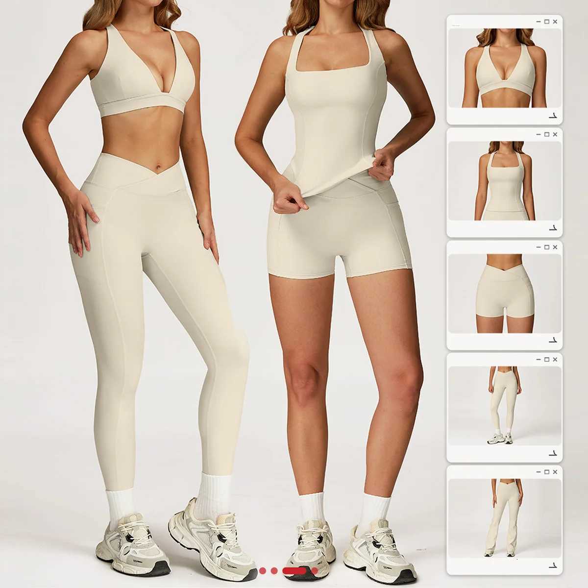 Yoga Set 2 Pieces Workout Outfits Fitness Sportswear Gym Tracksuit High Waist Leggings Sports Vest Athletic Wear Women ClothesT251211