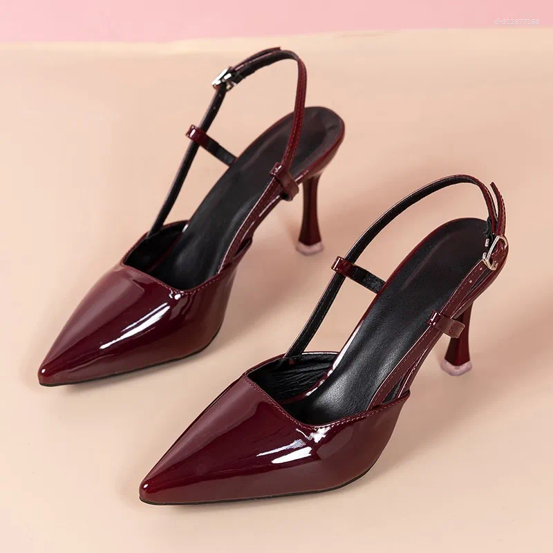 Women's Sandals Design Pointy Toe High Heels Pumps Fashion Thin Heel Sexy Elegant Patent Leather Party Dress Shoes