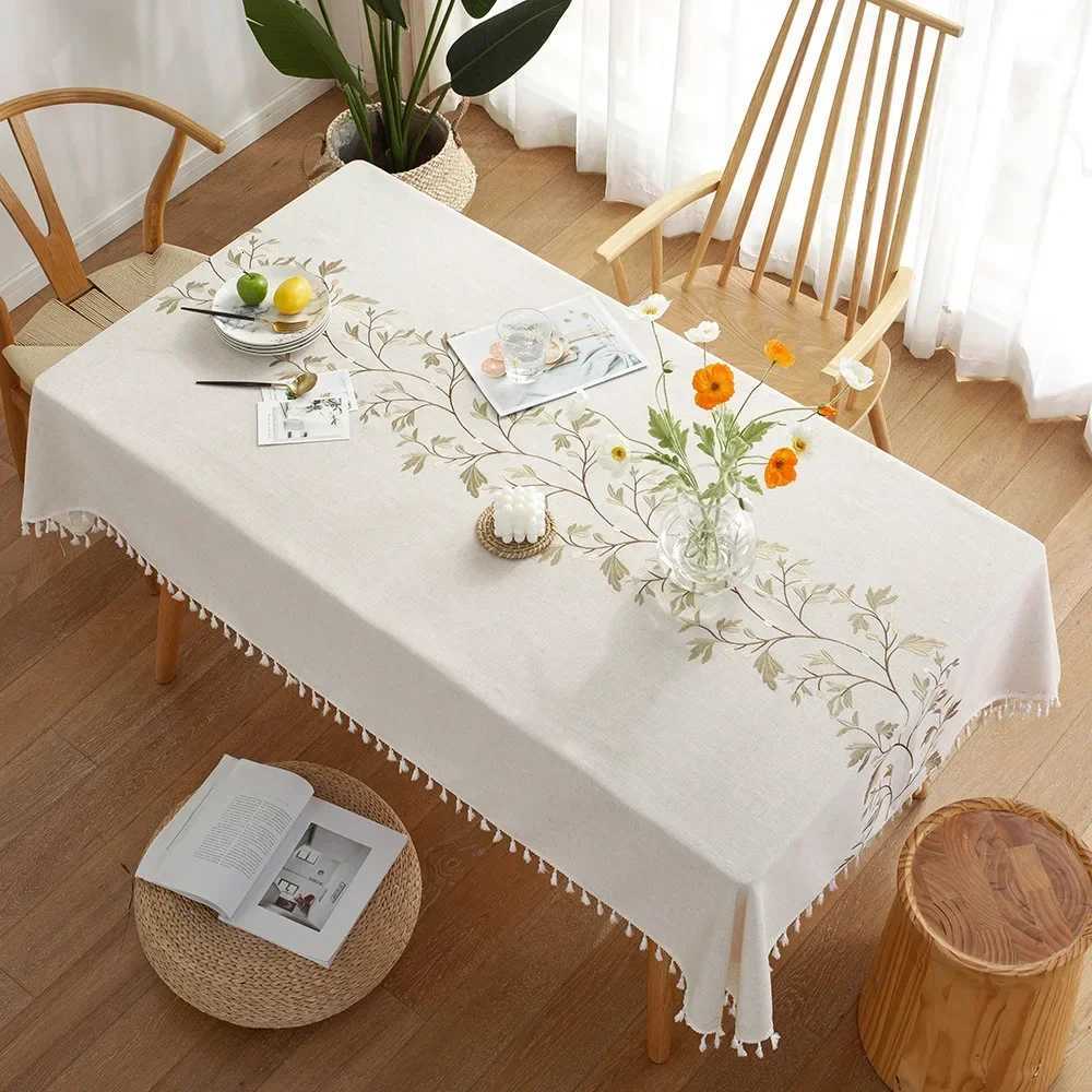 Nordic Style Tassels Cotton Linen TableclothModern Simplicity Dust-Proof Table CoverFor Dinning Tea Table Tabletop Decoration H251211