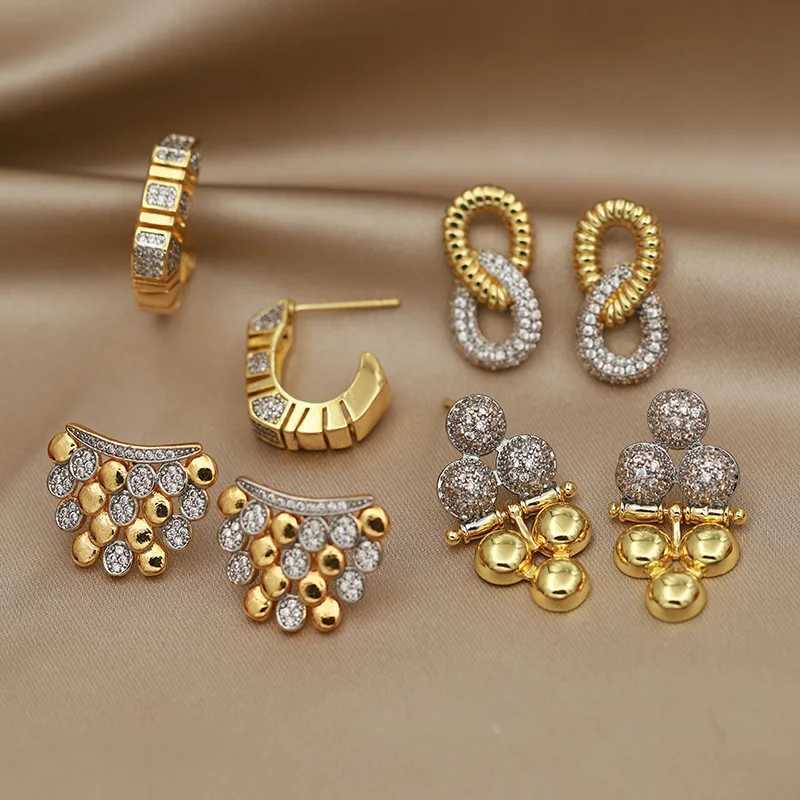 New Sight Design Crystal Beads Stud Earrings for Wen Fashion Brand Jewelry Metal Zirconia Delicate Earrings Y251210