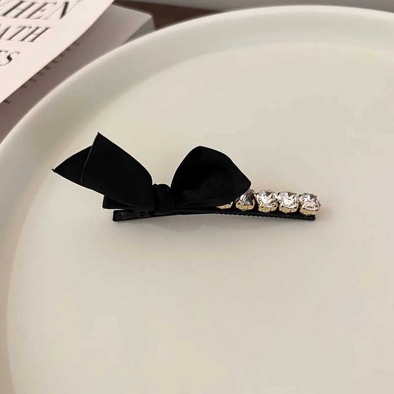Korean Style Rhinestone Black Bow Barrettes Versatile Exquisite Fringe Clip Side Clip dr Clip Hair Accories New Y251210