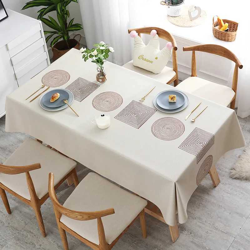 Waterproof and Heat-Resistant Rectangular Tablecloth for Home Use Easy to Clean Oil-Resistant H251211