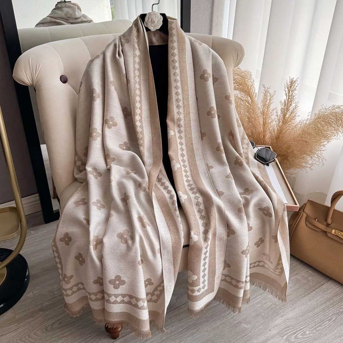 New Elegance Ladies Muslim Hijab Golden Thread long Scarf Spring and Autumn Warm Scarf Pashmina Shawl Foulard Wrap Headscarf Y251211