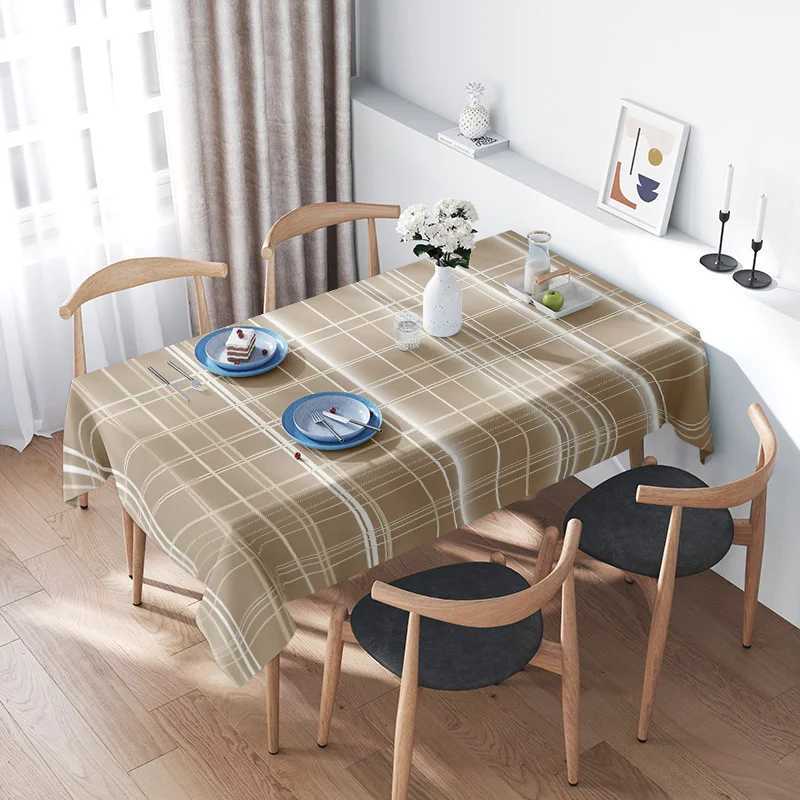 Brown plaid tablecloth plaid pattern waterproof tablecloth for farmhouse dining and party decor H251211