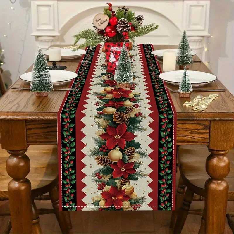 1pcs Christmas Indian Minority style golden decoration table Runner winter decoration table and home decoration celebration H251211