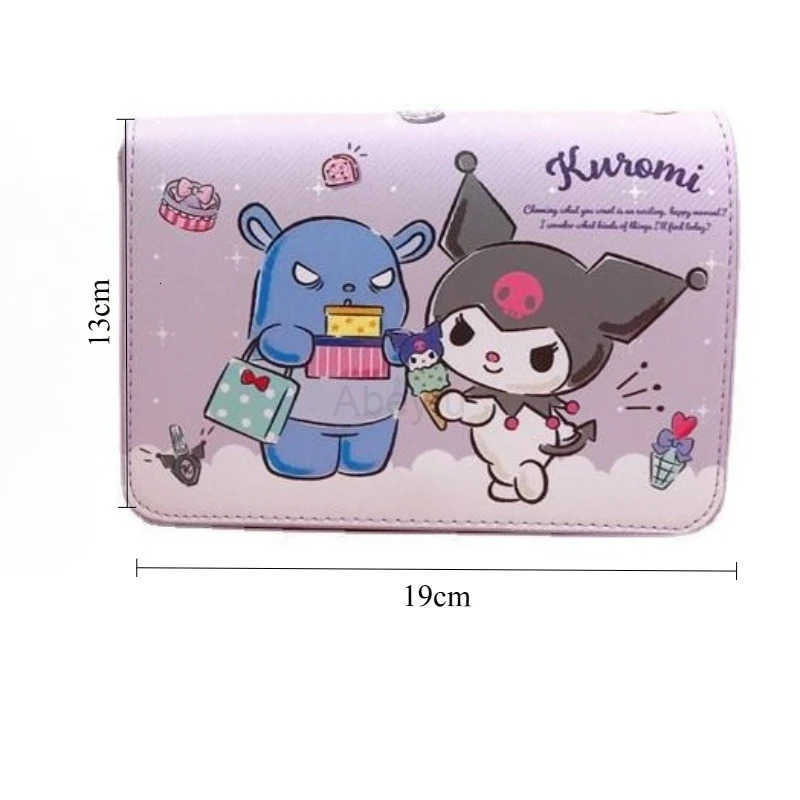 Sanrio Girls Purse Waterproof PU Leather Hello Kitty Kuromi Crossbody Shoulder Bag Square Travel Storage Message Case H251211