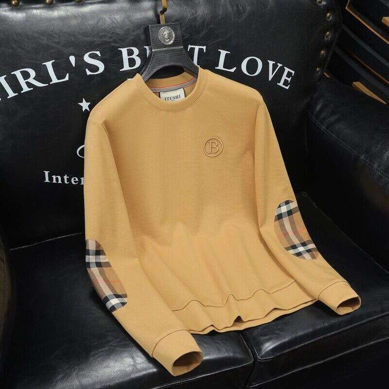 2024 Autumn Winter New Men's Fashion Round Neck Sweatshirt Casual Slim Fit Plus Size Long Sleeve Pullover Base Shirt