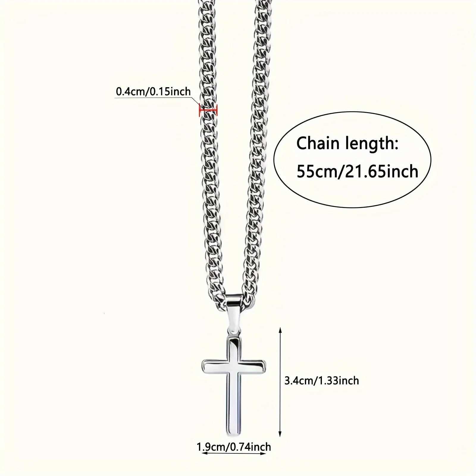 To My Dad Cross Necklace with Stainless Steel Cuban Chain - Thoughtful Fathers Day Gift Comes with Card and Gift Box M251211