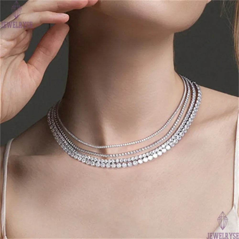 2mm 3mm 4mm diamond tennis necklace designer for woman party 925 sterling silver ice out chain luxury choker necklaces jewelry womens 5A cubic zirconi