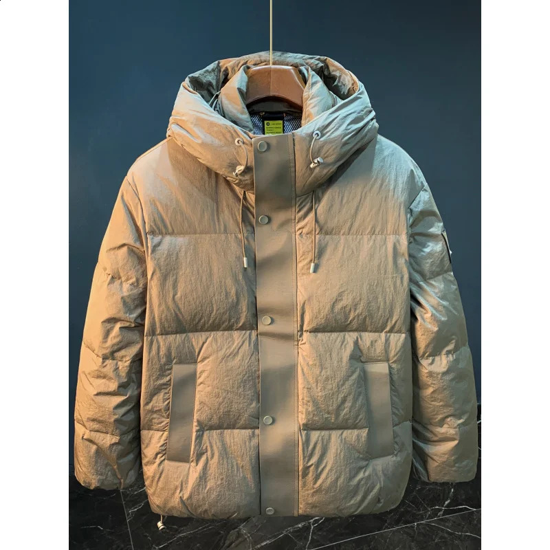Fluffy down jacket mens winter 2025 hooded warm windproof and cold resistant duck clothes y251205