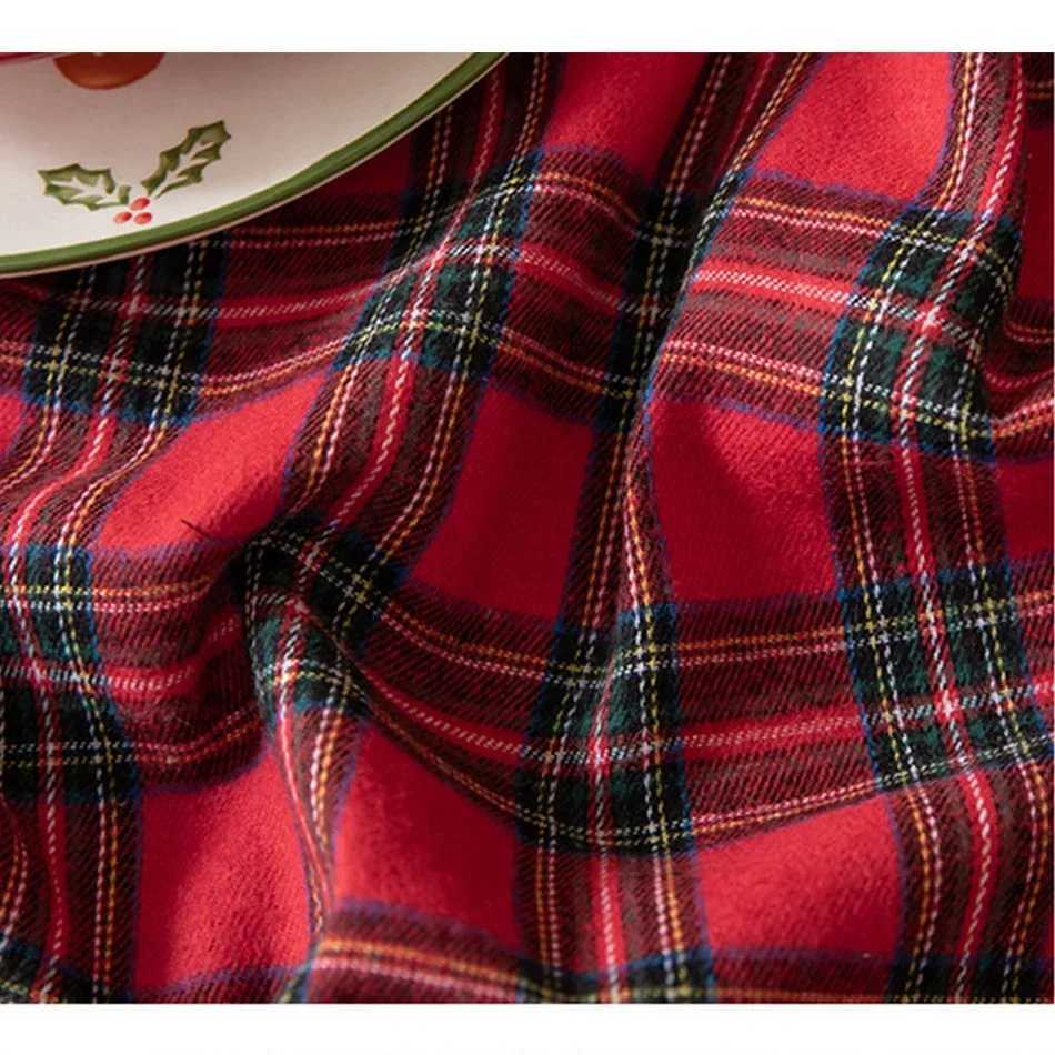 Christmas Green Plaid Tablecloth Polyester Cotton Tablecloths Dustproof Table Top Coverfor Home Party Birthday Decor H251211