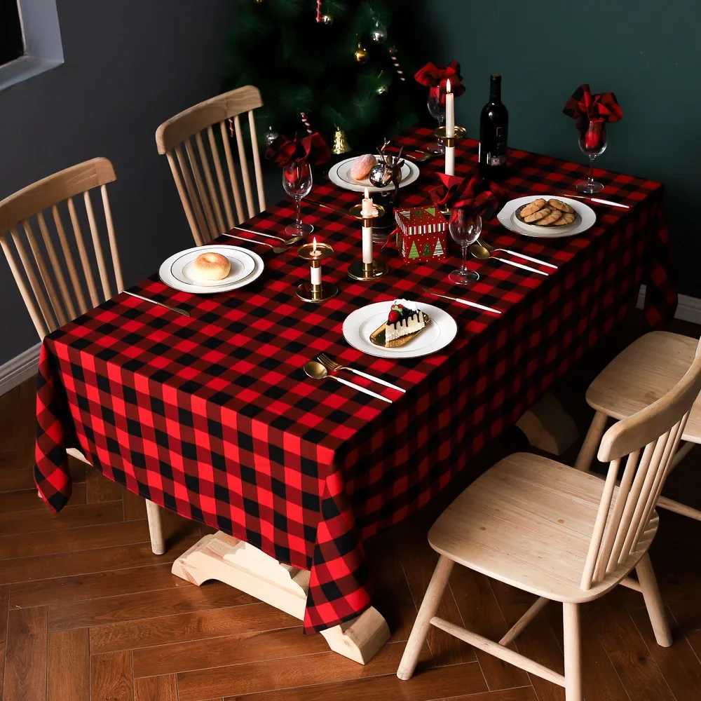 Christmas Plaid Tablecloth Xmas Party Rectangle Table Cloth Vintage Dining Table Cover Home Living Room Farmhouse Decoration H251211