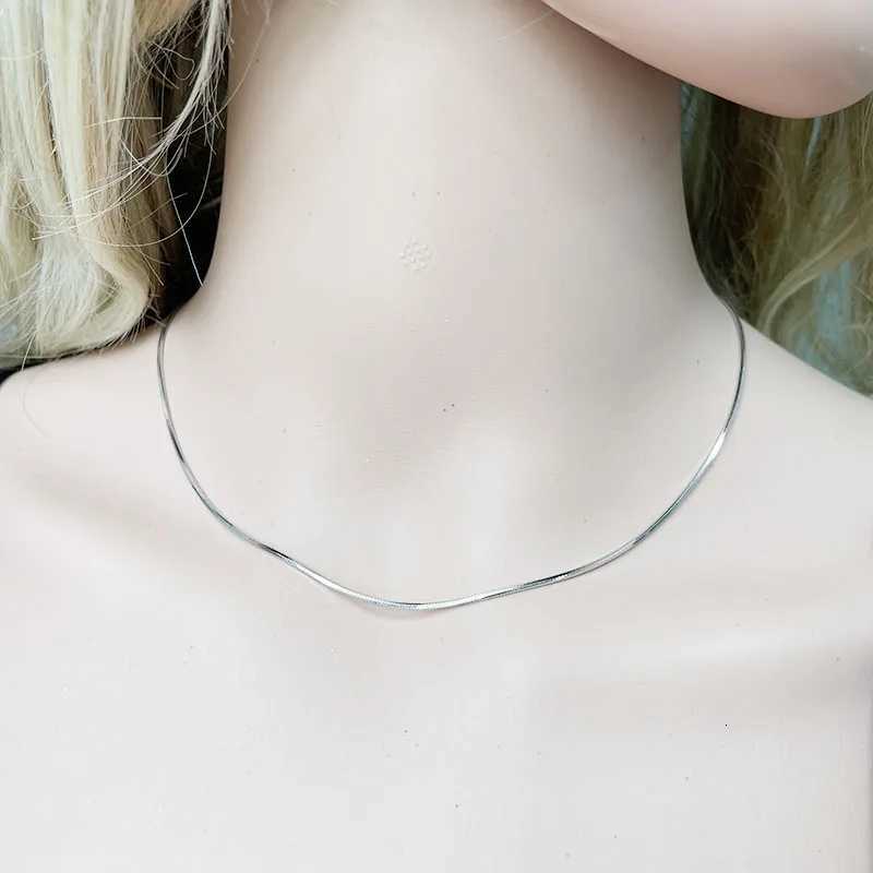 35-80cm 075mm 1mm Thin Real 925 Sterling Silver Rhodium Plated Octagon Snake Chain Choker Necklace Women Girls Jewelry Gift M251211