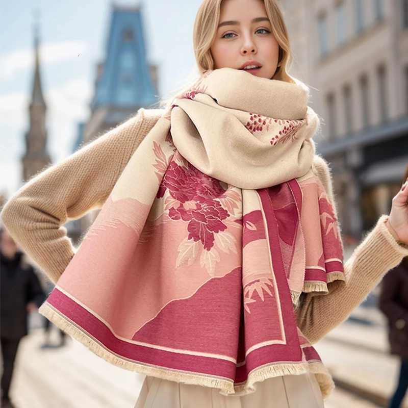 A new national wind warm scarf elegant temperament beautiful scenery jacquard scarf windproof warm shawl Y251211