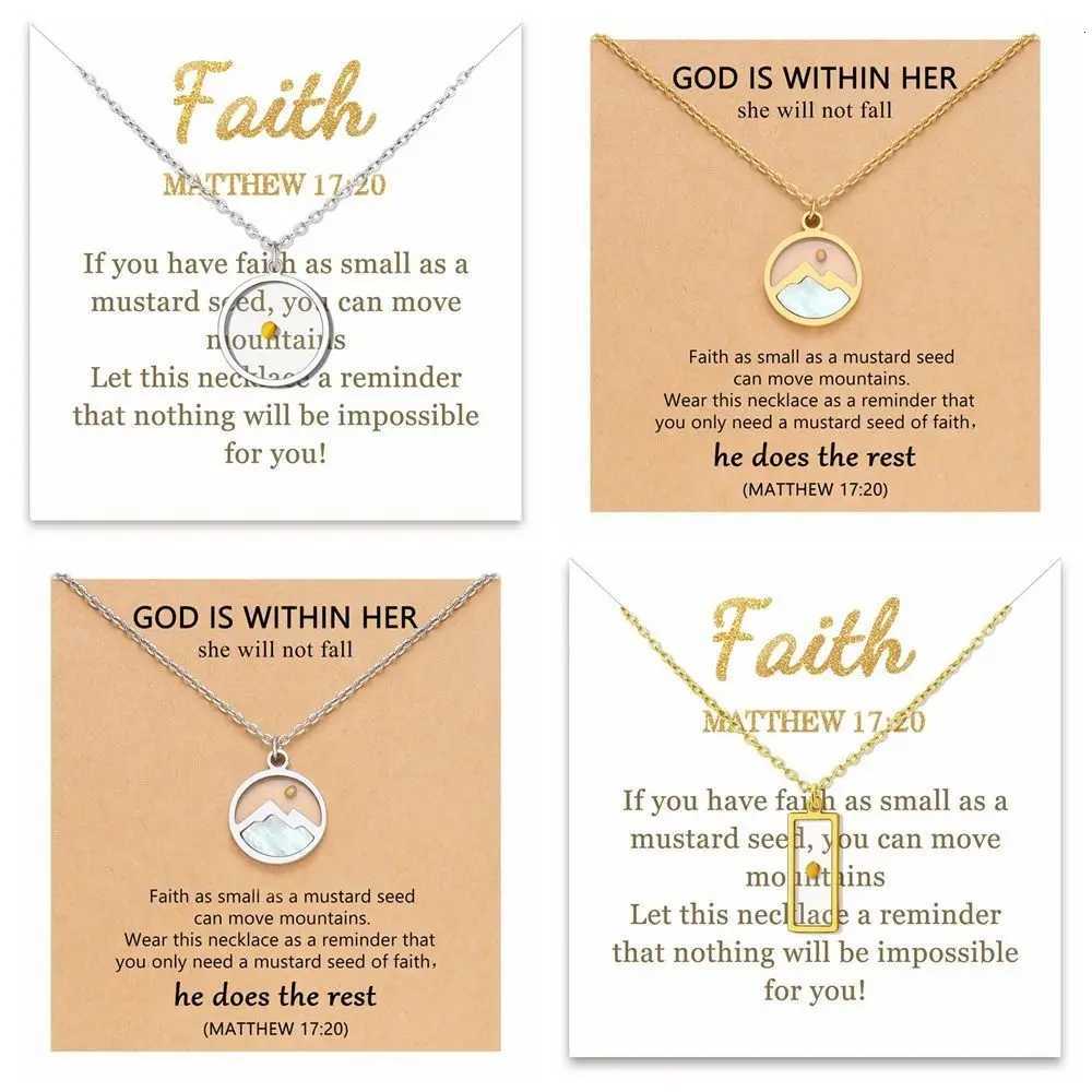 Christian Gift Mustard Seed Necklace Silver Color Gold Color Pendant Necklace Rectangular Shape Stainless Steel Chain Necklace M251211