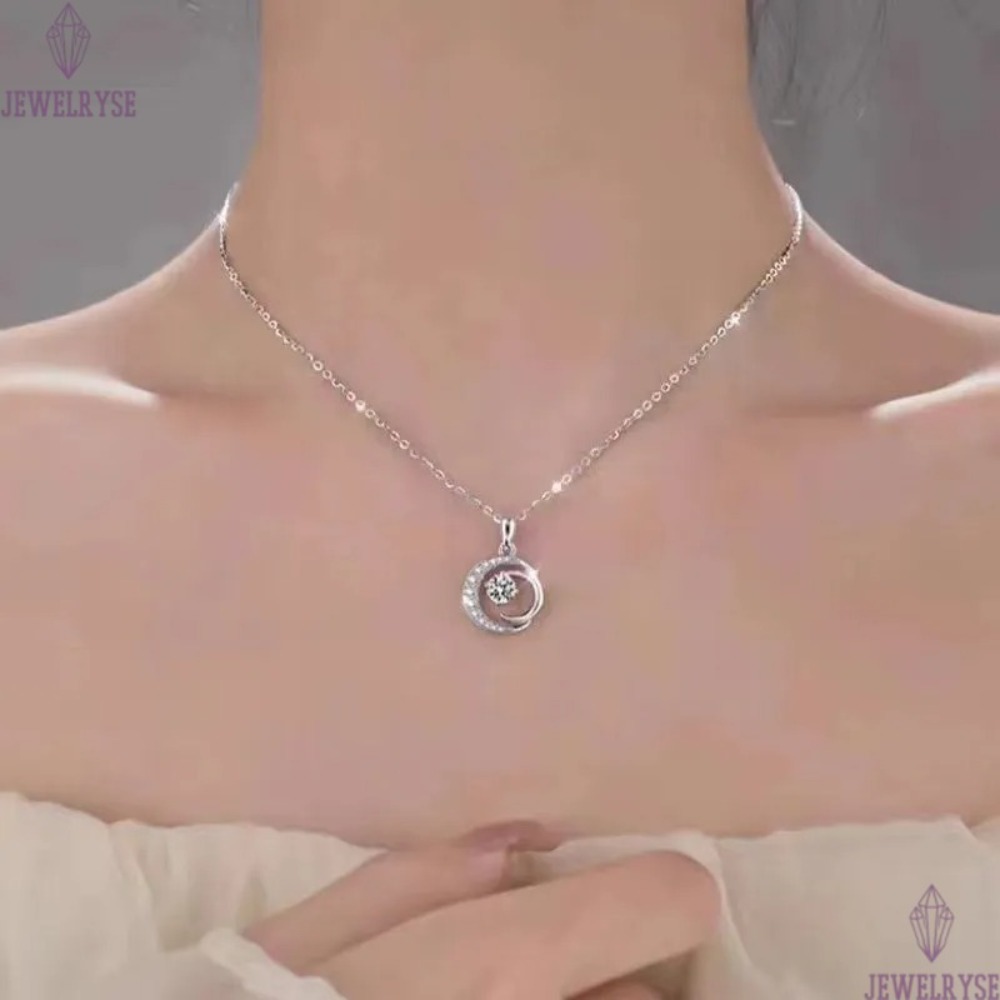 1ct circle 925 sterling silver necklace designer for woman luxury jewelry 5A zirconia heart diamond 14k gold necklaces designer chokers womens teen gi