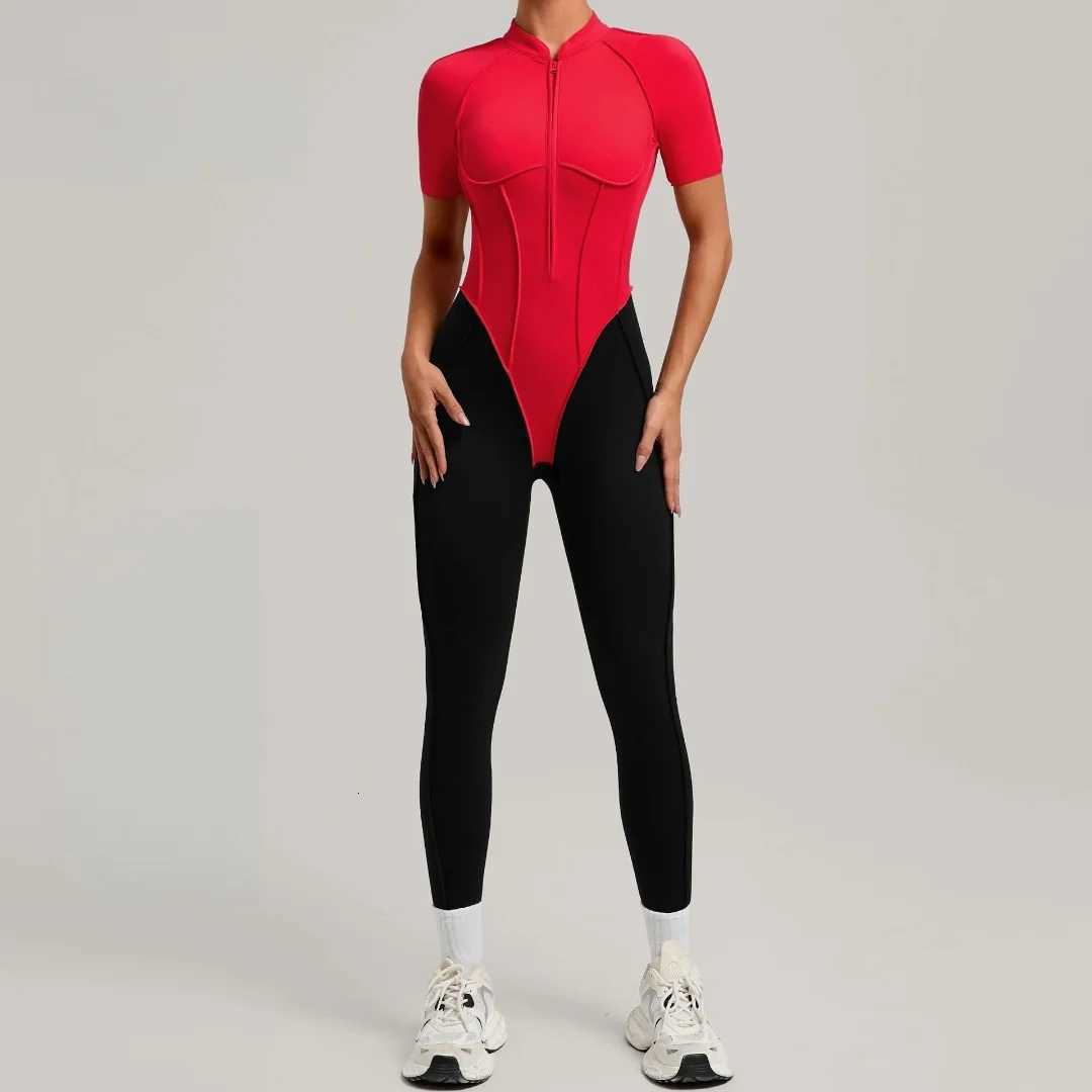 Tight Peach Hip Yoga Jumpsuit Color Block Backless Removable Padding One-Piece Running Workout Clothes Gym Leggings BodysuitsT251211