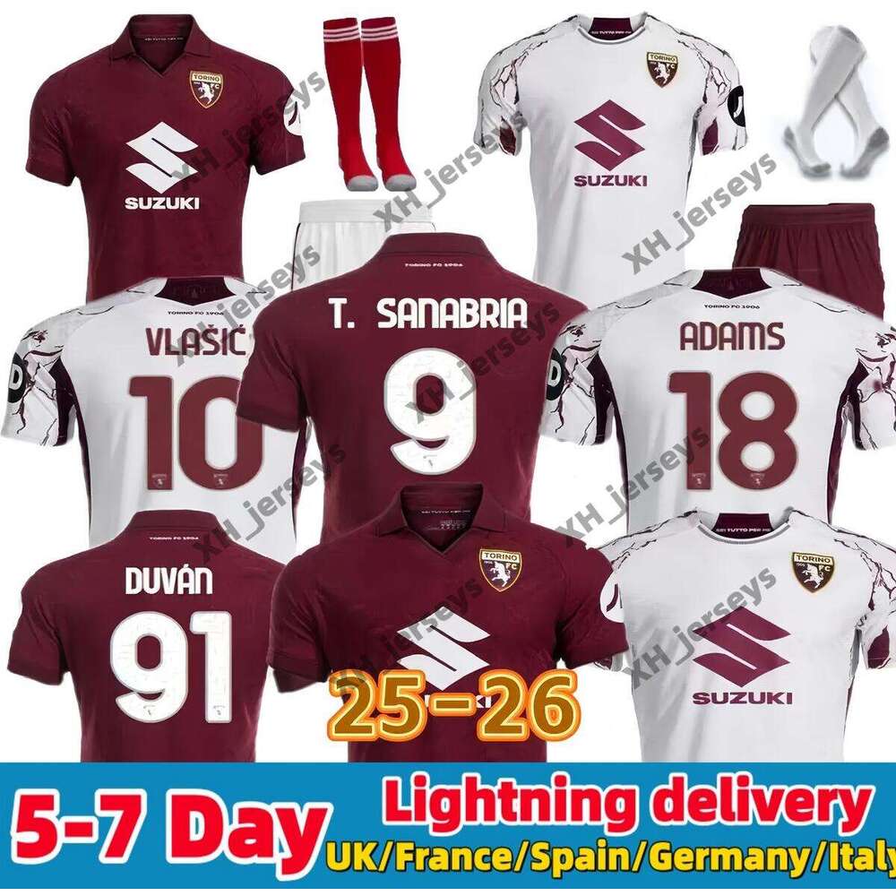 25 26 Turin Soccer jerseys Ilkhan Vlasic Adams Coco Masina Gineitis Ilic Karamoh Maripan Sosa football shirt fans player Men Kids Kits Absorb sweat Quick to dry