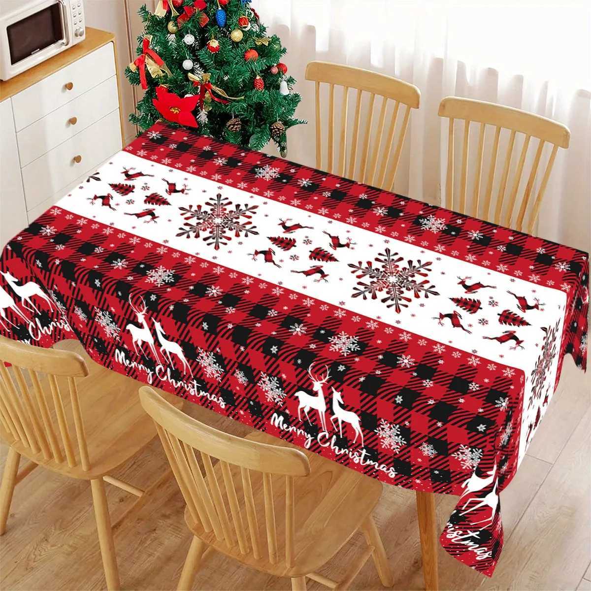 Christmas Plaid Plastic Tablecloth Christmas Decorations for Home 2025 Navidad Natal Xmas Table Ornament New Year 2026 H251211