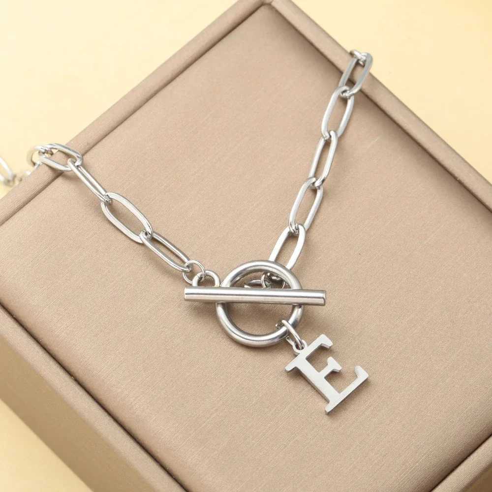 Initial Letter Silver Color Simplicity Quality Stainless Steel Jewelry Necklace for Women Pendant Necklaces Womens Trend 2025 M251211