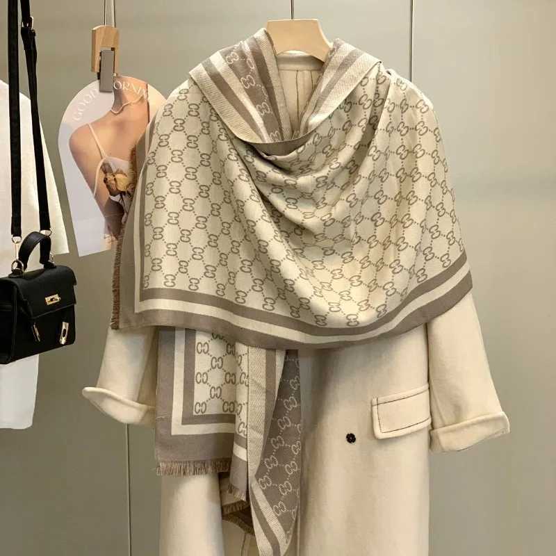 Korean version of the new autumn and winter light luxury style versatile temperament scarf paired with a warm shawl for women Y251211