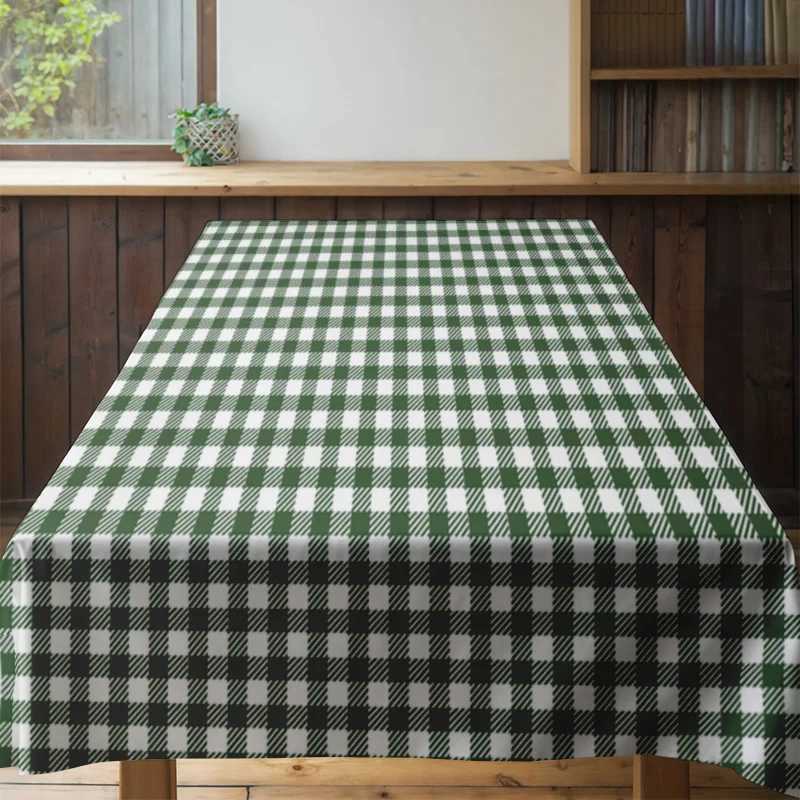 Farmhouse Tablecloth Plaid Checked Dining Table Cover Rustic Kitchen Decor Washable Durable Table Linens Party Event Tabletop H251211