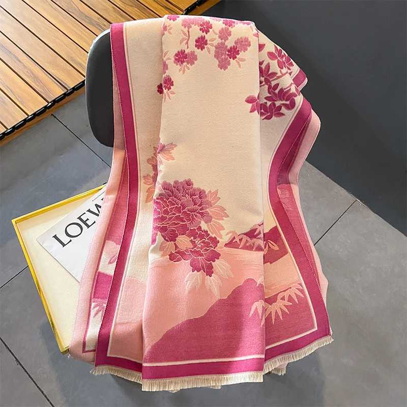 A new national wind warm scarf elegant temperament beautiful scenery jacquard scarf windproof warm shawl Y251211