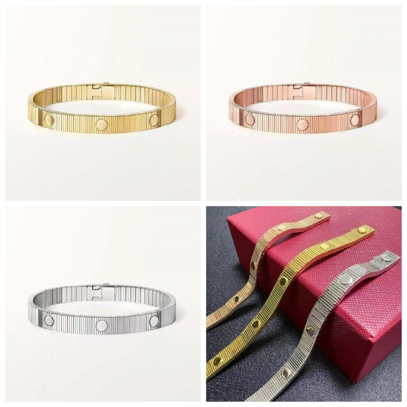 8mm New Screw Bracelet Designer Fashion Striped Texture Bracelet 18K Gold Plated Bracelets for Women Men Snake Bone Bangle Classic Wedding Jewelry with Box Size16-19