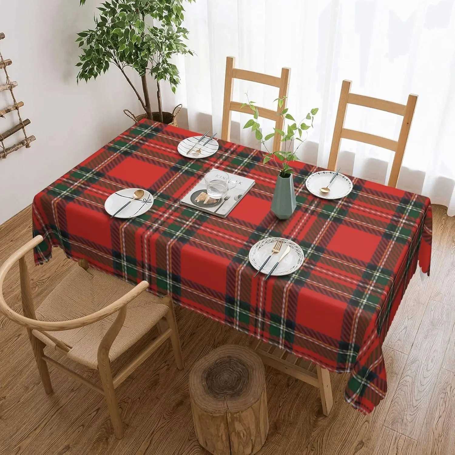 Christmas Red Green Checkered Waterproof Tablecloth Table Decor Winter Xmas Kitchen Dining Tablecloth Christmas Decorations H251211