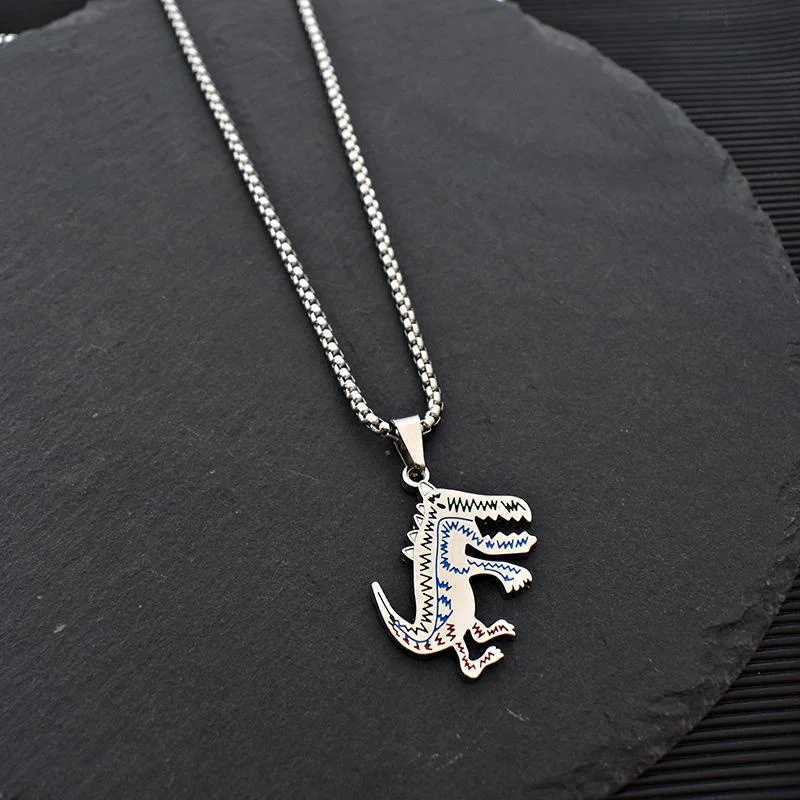Creative Little Dinosaur Pendant Necklace for Mwn Women Cartoon Animal Necklace Punk Party Gothic Jewelry Gift wholesale M251211