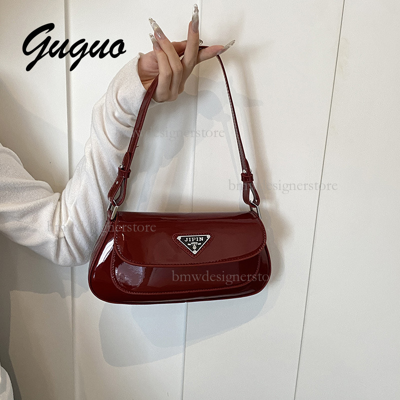 Guguo Designer Luxury Solid Color Glossy Shoulder Bag Exquisite Fashion Women's Mini Handbag Versatile Temperament High-end Trendy Crossbody Bag 