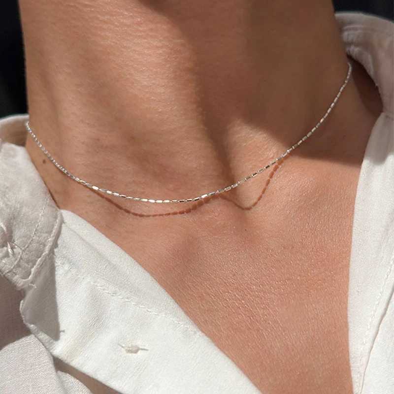 925 Sterling Silver Necklace With Simple Geometric Bead Choker Shiny And Delicate CollaRBone Chain For Womens Fashion M251211