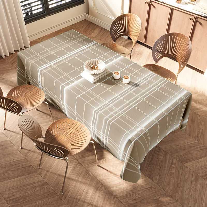 Brown plaid tablecloth plaid pattern waterproof tablecloth for farmhouse dining and party decor H251211