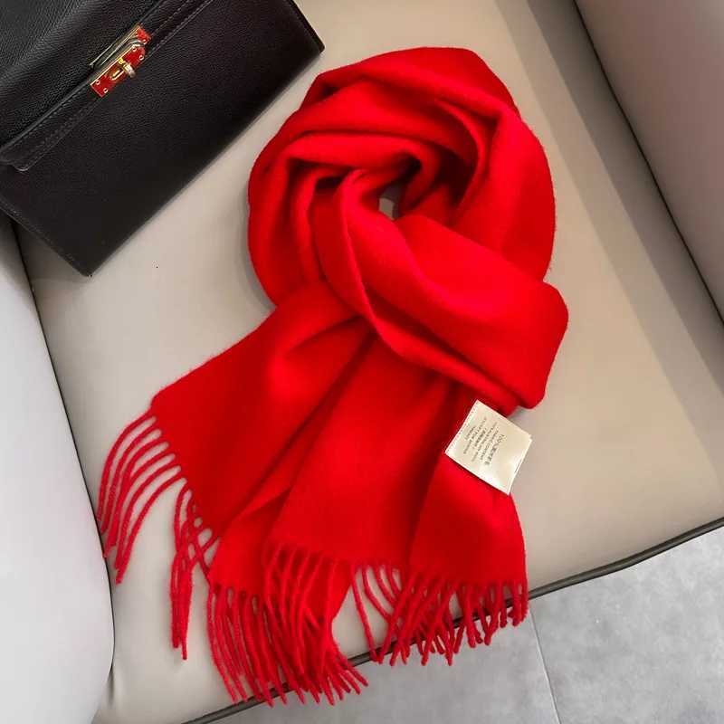 Winter White Pure Wool Scarf Women Warm Neck Wrap Student Fashion Fringe Narrow Couple Y251211