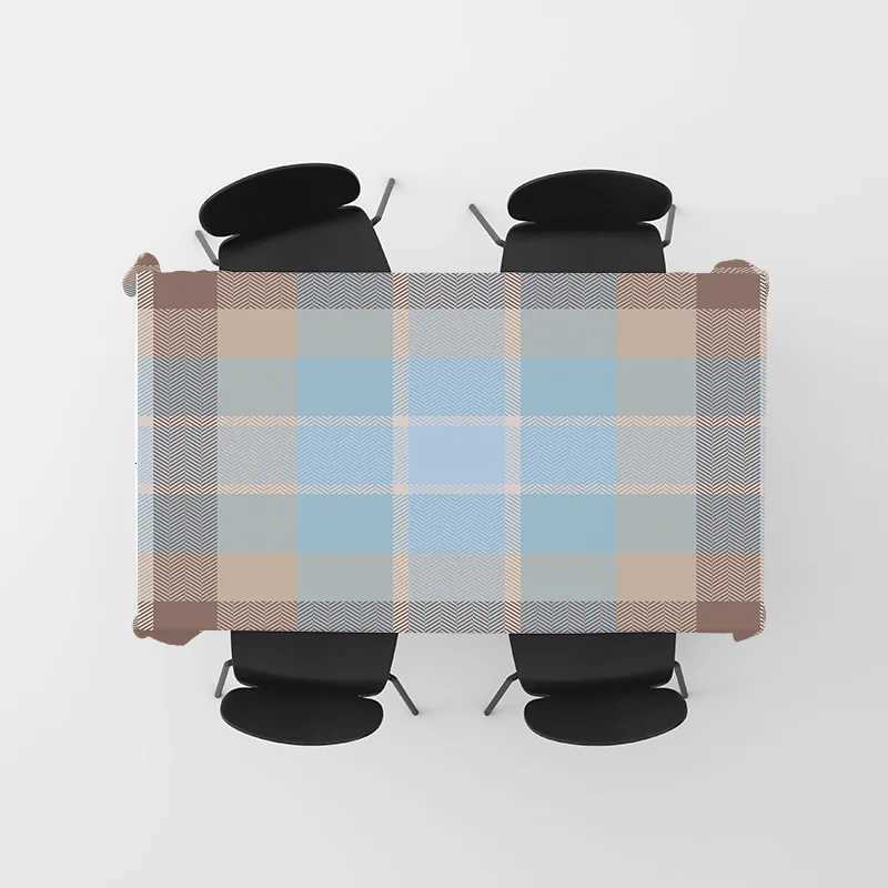 Modern Home Decor Tablecloth ic Blue Plaid Dining Room Linen Cover for Kitchen Living Room Decoration 60x120 inches L H251211