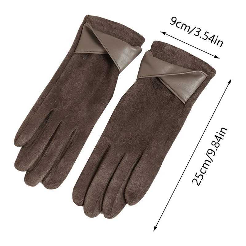 1 Pair Suede Gloves For Women Winter Velvet Gloves Elegant Touch Screen Gloves Riding Driving Keep Warm Outdoor Christmas Gift Y251211