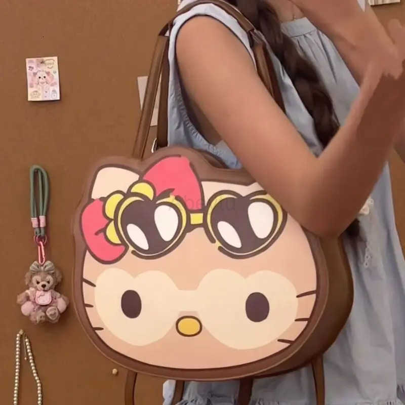 Sanrio Hello Kitty Kawaii Student Large Capacity Backpack Girl Portable Cute Fashionable Ins Shoulder Bag Storage Bag Birthday Gift Toy H251211
