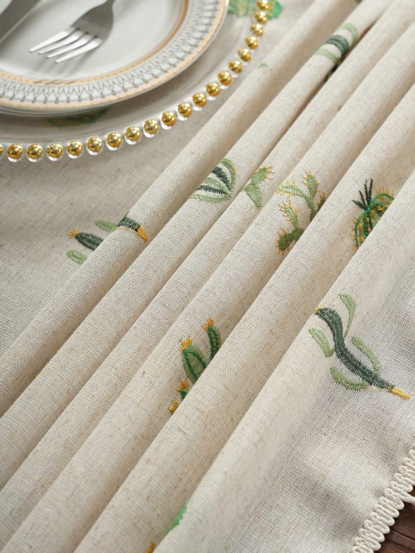 Simple Small Fresh Rustic Style Dining Table Cloth Thickened Embroidery Coffee Table Desk Table Mat Multifunctional Dustproof H251211